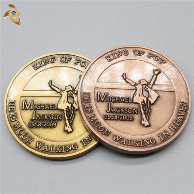 China Free Sample USA High Quality Michael Jackson Embossed Souvenir Coins for sale