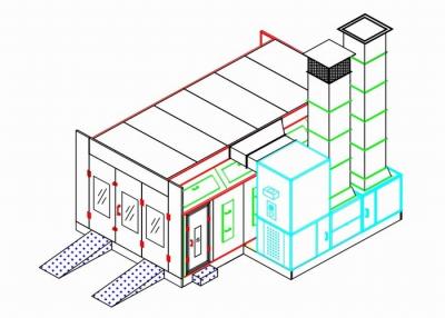 China 7M buiten Verwarmde Standaardverfcabine met de Kelderverdieping van 2 Lijntraliewerk Te koop