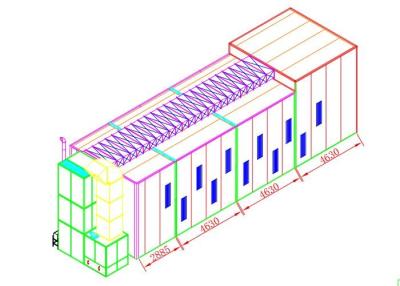 China Ventilator 17M van de riemaandrijving de Semi Benedencabine van de Ontwerpnevel, de Verfcabine van Neveltechnologie Te koop