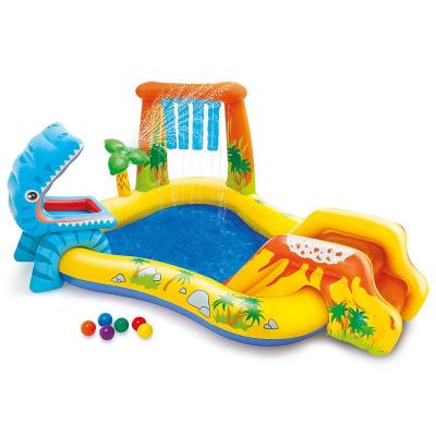 China INTEX 57444 PVC Dinosaur Play Center Inflatable Water Pool Kids Swimming Water Spray Kids Paddling Sprinkler Park for sale