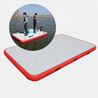 China Durable Swimming Pool Floating Dock Inflatable Fishing Platform With Ladder for sale