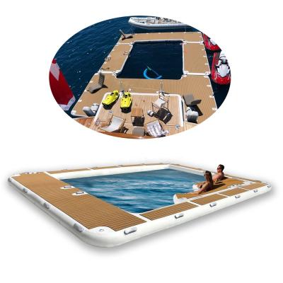 China Portable Inflatable Sea Ocean Yacht Floating Swimming Pool With Anti Jellyfish Net for sale