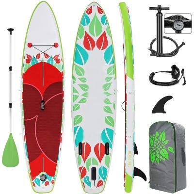 China Water Sports Leaf Inflatable Standup Board Youth Water Sport Model Paddle Surfboard With Accessories And Durable SUP Carry Bag for sale