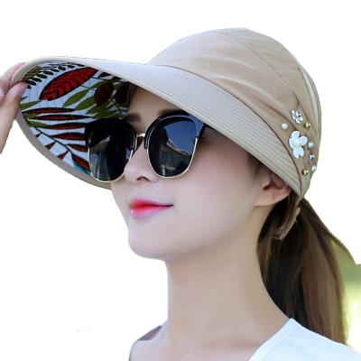 China 5-Panel Hat Sun Denim Bucket Hats For Women Sun Visor Church Hat Fishing Beach Fitness Hat UV Protection Black Casual Women's Summer Ponytail for sale