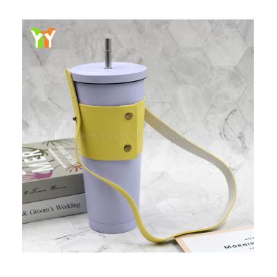 China Sustainable Reusable Coffee Milk Tea Cup Sleeve Holder Portable Cup Holder With Strap for sale