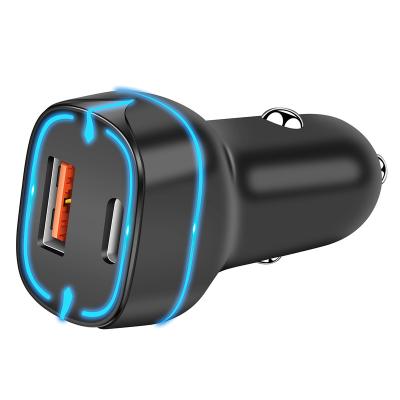 China QC 3.0+PD 2 Ports 52.5W USB C Car Charger Super Fast Charging Type C PD30W+QC22.5W for sale