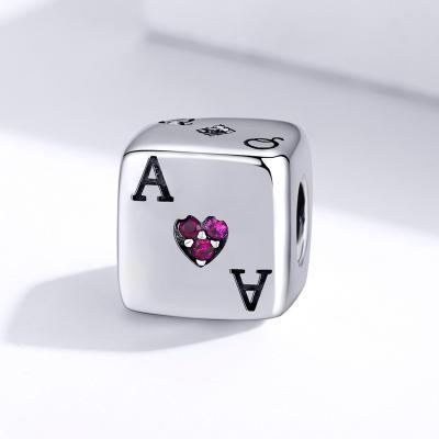 China Cute Miyami No MOQ Simple Dies Letter Design Lucky Zircon 925 Sterling Silver Charm Fit Original Bracelets DIY Trendy Jewelry for sale