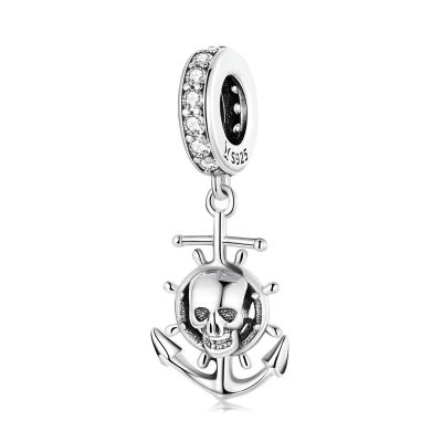 China Cute Miyami 925 Sterling Silver Around the World Pirate Skeleton Pendant Charms Fit Women Bracelets Necklaces Jewelry Making for sale