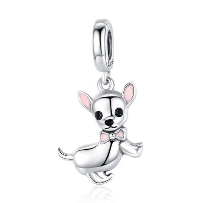 China Miyami Chihuahua S925 Sterling Silver Pendant Pink Enamel Cute Cute Animal Ear Jewelry Gifts Girl Accessories for sale