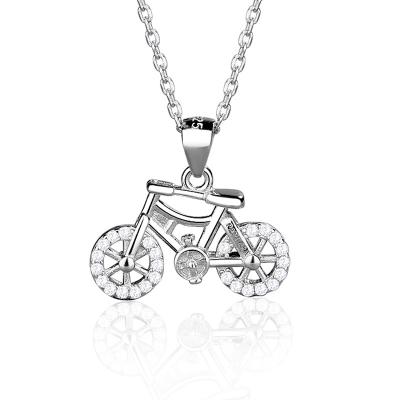 China 925 Silver Bike Design Professional Bike Pendant Zircon Pendent Necklace for sale