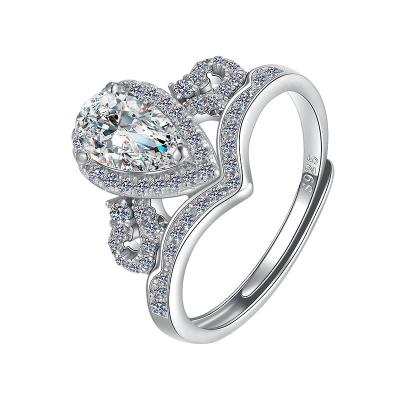 China Fashionable High Quality Crown Ring Silver Rings With Diamond by Bling for sale