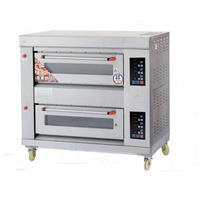 China High Quality Bakery Two Deck For Trays Full Digital Controller Stainless Gas Deck Oven With Stone for sale