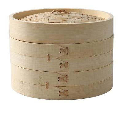 China Wholesale Mao 10 Inch 2 Tier Party Mini Non Stick Dim Sum Viable Dumpling Set 2 Tier Bamboo Food Steamer For Restaurant for sale