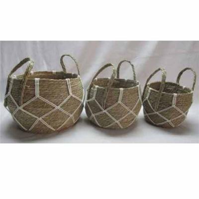 China Sustainable Hot Selling Hand - Woven Storage Basket Cattail Garden Storage Basket With Handle for sale