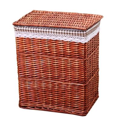 China Art Natural Household Storage Willow Folk Handwoven Laundry Basket for sale