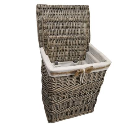 China Modern and fashionable hot sale natural wicker laundry basket with cover laundry basket storage universal high quality wicker basket the half for sale