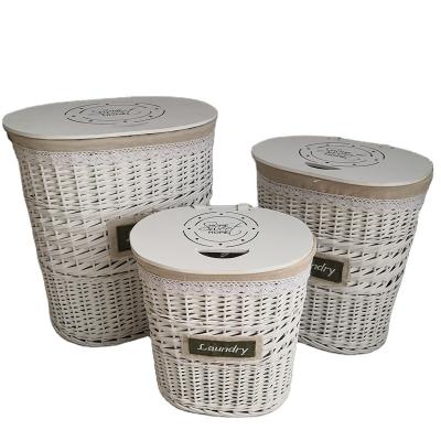 China Modern and fashionable Hot selling modern wicker storage laundry basket laundry basket manual laundry basket with wooden cover for sale