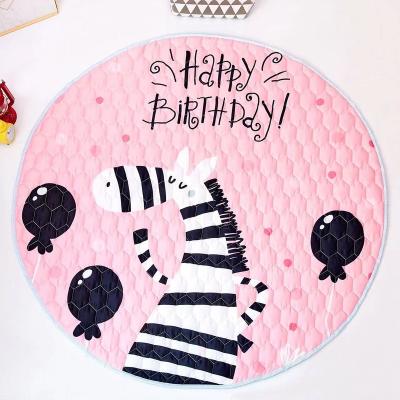 China Educational Toy Polyester Cloth Printed Infant Baby Kids Quilted Washable Play Mat Machine Floor Round Crawling Blankets for sale