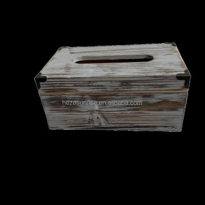 China High Quality Handmade Old Gray Rectangular Tissue Box Traditional Chinese Traditional Paulownia Wood Tissue Box for sale