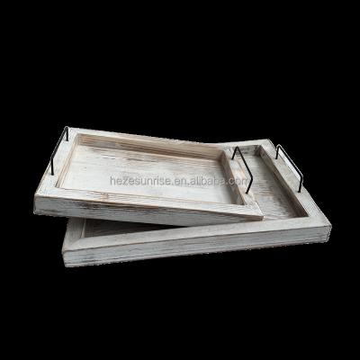 China Wholesale Home High Quality Solid Rectangle Sunrise Decorations.Gifts Wooden Breakfast Serving Tray For Hotel Restaurant for sale