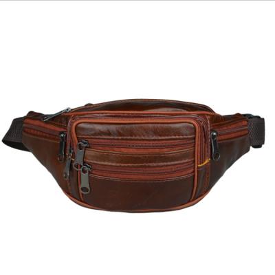 China Large Capacity Waterproof Mens Leather Sport Waist Bag Waterproof Custom for sale