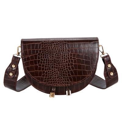 China Luxury Water Proof Crocodile Pattern Cross - Body Bags Half Round PU Leather Waist Bag For Women for sale