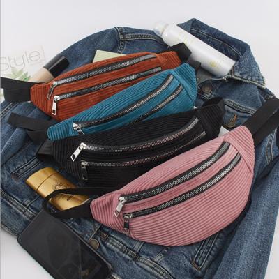 China NO New Style Corduroy Women's Funny Pack Waist Bag 2020 Fashion Travel Designer New Waist Lady Bags for sale