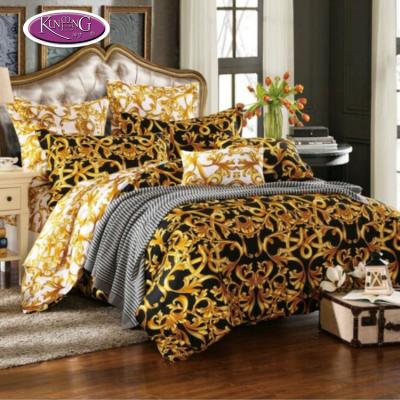 China Latest Designs 100% Cotton Gold Color Sheet/Bedding Set Nondisposable High Quality Percale Printed for sale