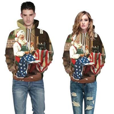 China Couple Breathable Fashion Street Style Santa Claus Printing Sweater Casual Winter Hoodie for sale