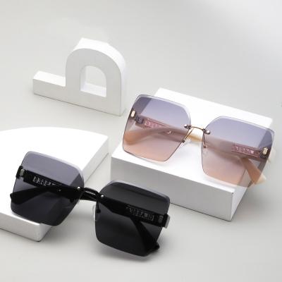 China Round Sunglasses 2022 New Designer Women Sun Glasses Face Ray Ban Sun Glasses Luxury Square Rimless Face Big Fashion Sunglasses for sale