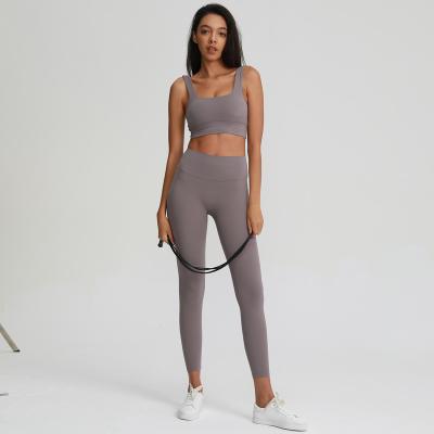 China Breathable Women Yoga Suit 2 Pieces Sports Shirts Crop Top Bra Leggings Sports Activewear Fitness Tracksuit Workout Set for sale