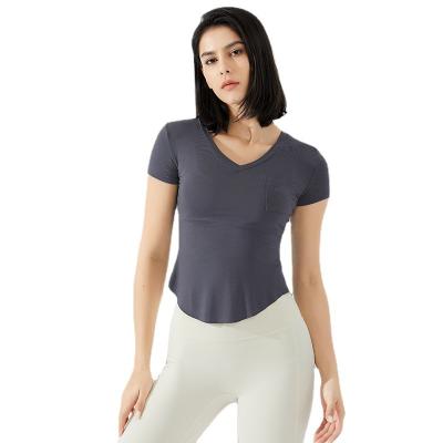 China Breathable Ladies Fashion Short Sleeve T Shirts Tight Lady Yoga Tops Fitness Sports for sale