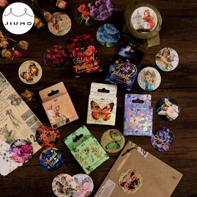 China Cartoon Sticker 6 Designs 45pcs/box Meets Lovely Series Sticker DIY Small Hot Stamping Manual Boxed Decorative Sticker JIUMO for sale