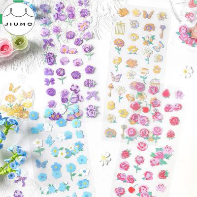 China Decorative Sticker 4 Designs Sleep Flower Series DIY Flower Handbook Material Collage Scrapbooking Decorative Hot Silver JIUMO Sticker for sale