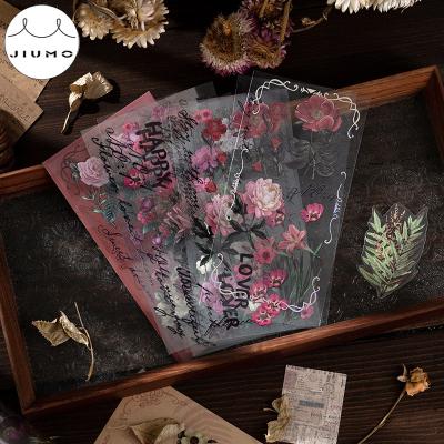 China Sticker 6 Design Wilderness Disc Series PET Decorative Stickers Plants JIUMO Natural Decorative Stickers Scrapbook Diary Stationery for sale