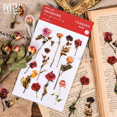 China Decorative Sticker 8 Designs 2 Pcs/Collage JIUMO Retro Dry Flower Collection Disc Series Hand Account DIY Decor Material By Bag Vintage Style for sale