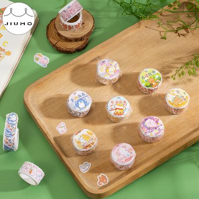 China Waterproof Tape 8 Designs Zoo Series 100 Pieces Long Cute Cartoon Pet Tape Hand Count DIY Decoration Materials Washi Tape JIUMO for sale