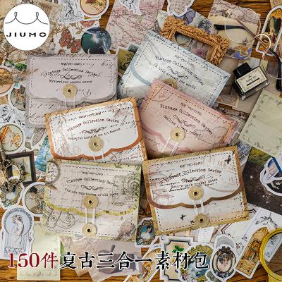 China Europe 6 Styles Vintage 150Pcs/Bag Art Paintings Hand Account Decoration Stationery Botanical Stickers Material JIUMO Package for sale