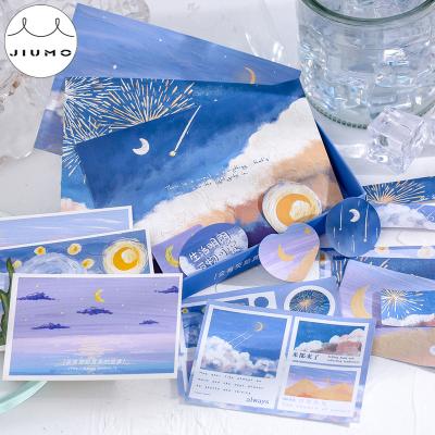 China Europe 4 designs moonlight market series costume ins style account creative base decoration hand material postcard and stickers JIUMO for sale