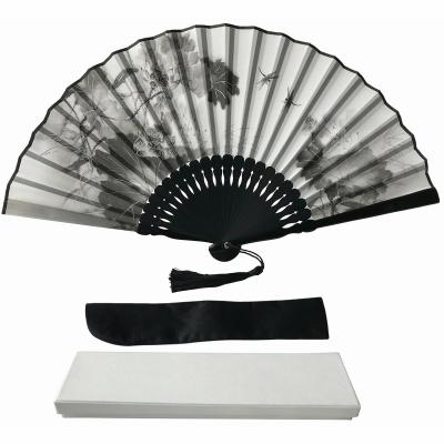 China China Priced to Sell Ink Art Handheld Folding Fan Beautiful Handcrafted Silk Hand Held Folding Fan Box with Manufacturer Price for sale