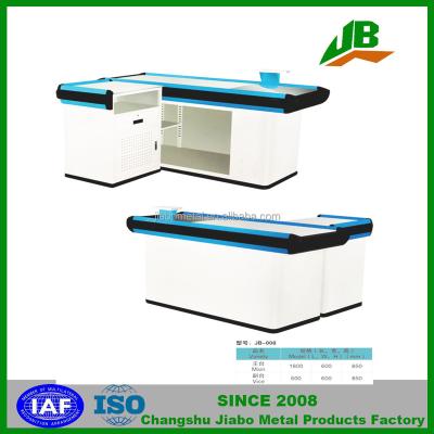 China Corrsion protection modern design supermarket cashier steel table,cashier counter for sale