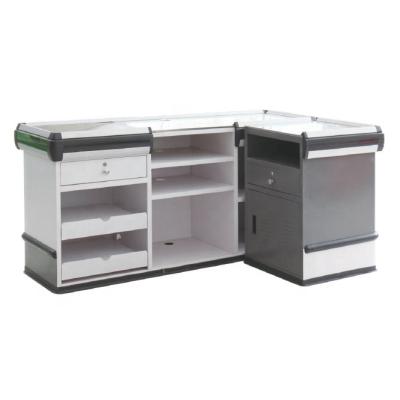 China Corrsion protection the style of walmart checkout counter, cashier counter, supermarket counter tables for sale