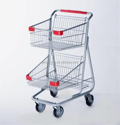 China Unveiling Canada Style Shopping Trolley Double Layers Shopping Trolley With Two Steel Baskets for sale