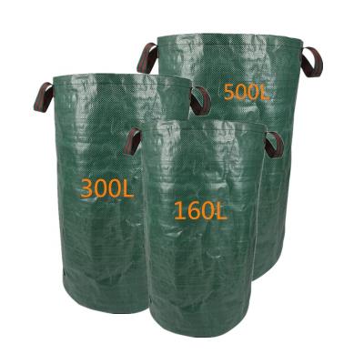 China 150g PP 160L+300L+500L - 3pcs Reusable Garden Leaf Bags Collapsible Gardening Containers For Lawn And Vegetable Trash for sale