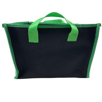 China Garden Growing Bag Planter Bag Felt Aeration Fabric Square Pot Planting To Grow Bag With Green Handles for sale