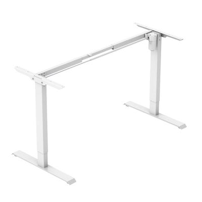 China Sit Stand Desk Frame Workstation White Electric Single Motor Ergonomic Adjustable Low Position (Height) Computer Desk for sale