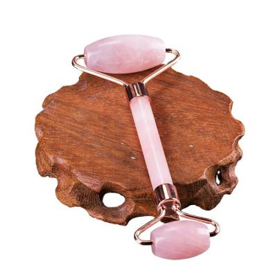 China Hot Amazon Sales Face Skin Care Tools Custom 100% Rose Quartz Gua Sha Stone Gua Sha Tool Facial Jade Roller Set for sale