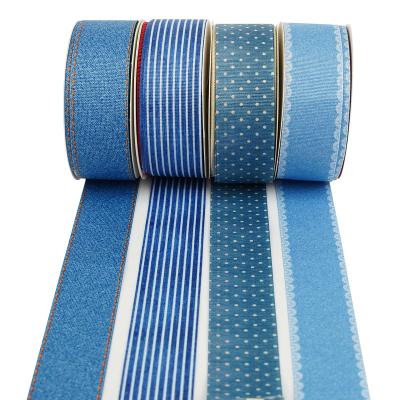 China Bright Color Fastness Midi Ribbon Low Price Wholesale Price Polyester Grosgrain Ribbon Double Sided Printing Diy Sewing Crafts for sale