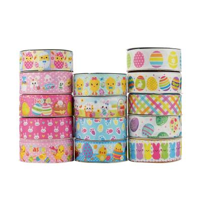 China Bright Color Fastness Midi Ribbons 1.5 Inch 38mm Heat Transfer Printing Grosgrain Ribbon Easter Day Printing Hair Ribbon Bows for sale