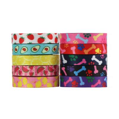 China Factory Custom Heat Transfer Flower Bone Print Eco-Friendly Strawberry Double Face Satin Lanyard Ribbon For ID Card Key Chain Holder for sale